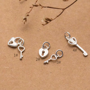 Vintage Key And Lock 925 Sterling Silver Charms DIY Jewelry Making