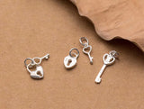 Vintage Key And Lock 925 Sterling Silver Charms DIY Jewelry Making