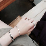 Vintage S925 Sterling Silver woven Bangle Silver Open Cuff Bracelet