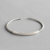Vintage S925 Sterling Silver woven Bangle Silver Open Cuff Bracelet
