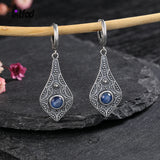 Vintage Kyanite 925 Silver Drop Earrings Natural Moonstone Jewelry
