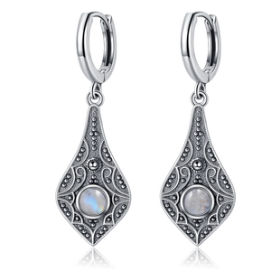 Vintage Kyanite 925 Silver Drop Earrings Natural Moonstone Jewelry