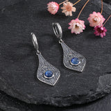 Vintage Kyanite 925 Silver Drop Earrings Natural Moonstone Jewelry