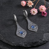Vintage Kyanite 925 Silver Long Drop Earrings Natural Moonstone Wedding Gift