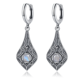 Vintage Kyanite 925 Silver Drop Earrings Natural Moonstone Jewelry