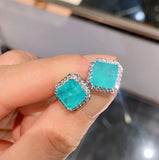 Vintage Lab Gemstone Emerald Earrings for Women