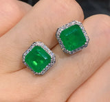 Vintage Lab Gemstone Emerald Earrings for Women