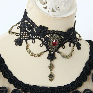 Vintage Lace Choker Necklace Gothic False Collar Statement Necklace