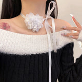 Vintage Lace Flower Choker Necklace Ribbon Collar Clavicle Chain