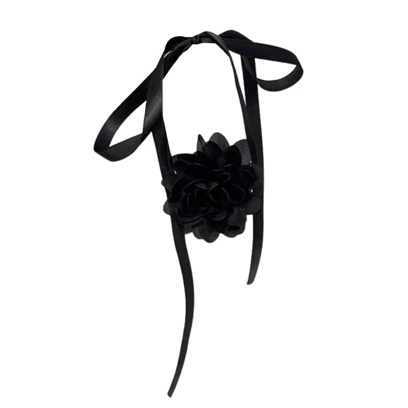 Vintage Lace Flower Choker Necklace Ribbon Collar Clavicle Chain
