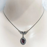 Vintage Lace Victorian Necklace Gothic Choker Purple Crystal Pendant