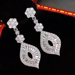 Vintage Lady Diamond Dangle Earring 925...