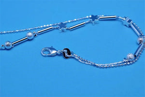 Vintage Lady Star Double Layer Bracelets 925 Sterling Silver Anklets