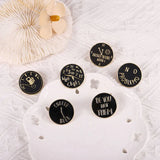 Vintage Lapel Pin Clock Watch Round Alloy Brooch Initial Letter Suit Badge