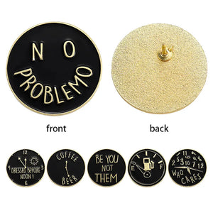 Vintage Lapel Pin Clock Watch Round Alloy Brooch Initial Letter Suit Badge
