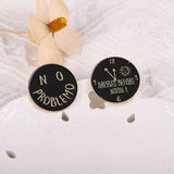 Vintage Lapel Pin Clock Watch Round Alloy Brooch Initial Letter Suit Badge