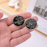 Vintage Lapel Pin Clock Watch Round Alloy Brooch Initial Letter Suit Badge