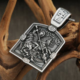 Vintage Dragon Slayer St George Pendant Stainless Steel Cross Biker Necklace