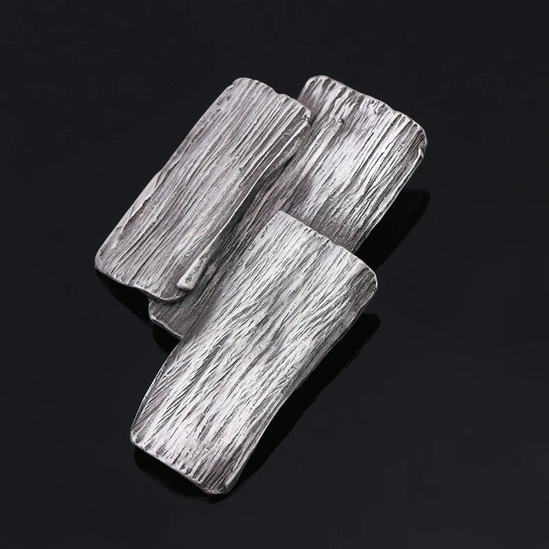 Vintage Large Metal Bark Brooches Geometric Irregular Women Men Pins Plant Jewel