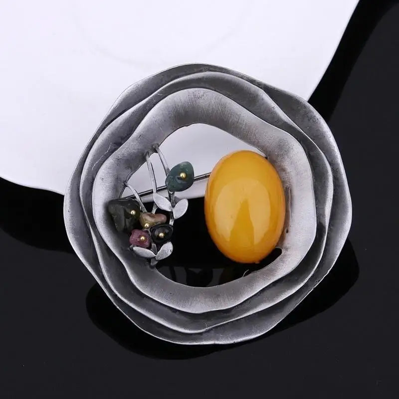 Large Round Flower Brooch Pin for Women and Men