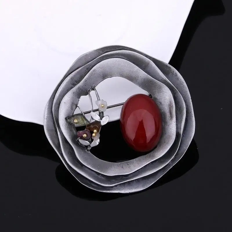 Large Round Flower Brooch Pin for Women and Men