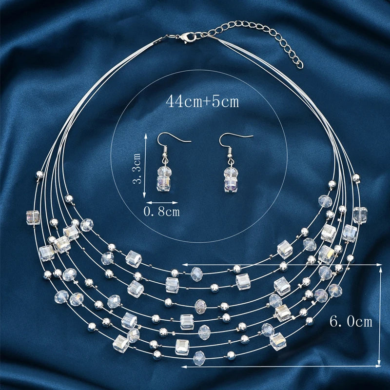Vintage Crystal Beads Necklace and Earring Set