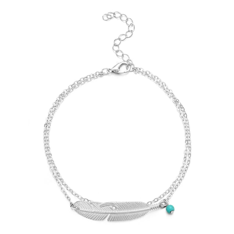 Bohemian Feather Anklet Leg Bracelet Beach Foot Chain Sandal Jewelry
