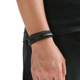 Vintage Leather Bracelet for Men Multi-Layer Retro Magnetic Clasp
