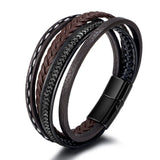 Vintage Leather Bracelet for Men Multi-Layer Retro Magnetic Clasp