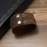 Vintage Leather Bracelet Men Punk-style Wide