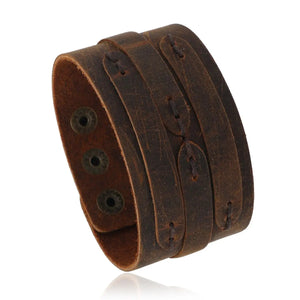 Vintage Leather Bracelet Men Punk-style Wide