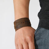 Vintage Leather Bracelet Men Punk-style Wide
