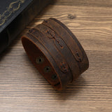 Vintage Leather Bracelet Men Punk-style Wide