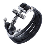 Vintage Leather Bracelet Cross Anchor Men's Wrist Band
