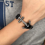 Vintage Leather Bracelet Cross Anchor Men's Wrist Band