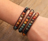 Vintage Leather Bracelets Matte Stone Multilayer Boho Bracelet