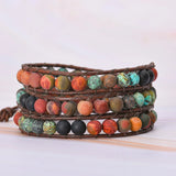 Vintage Leather Bracelets Matte Stone Multilayer Boho Bracelet