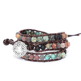 Vintage Leather Bracelets 6MM Matte Stone Wrap Bracelets Women