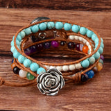 Vintage Leather Bracelet Matte Stone Wristband