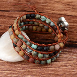 Vintage Leather Bracelet Matte Stone Wristband
