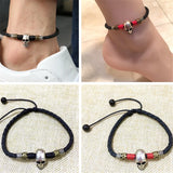 Vintage Leather Skull Anklet Beach Jewelry