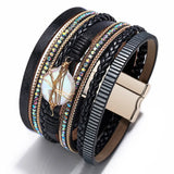 Vintage Leather Bracelet Multi-Layered Retro Stainless Steel Leopard Print Gift
