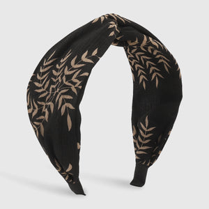 Vintage Leaves Print Wide Headband Middle Knot Hair Jewelry