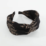 Vintage Leaves Print Wide Headband Middle Knot Hair Jewelry