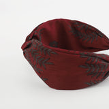 Vintage Leaves Print Wide Headband Middle Knot Hair Jewelry