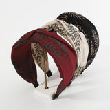 Vintage Leaves Print Wide Headband Middle Knot Hair Jewelry