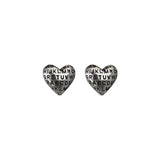 Vintage Heart Stud Earrings 925 Sterling Silver Fine Jewelry
