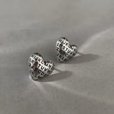 Vintage Heart Stud Earrings 925 Sterling Silver Fine Jewelry