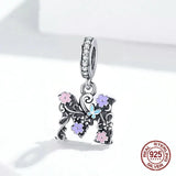 Vintage Letter M 925 Sterling Silver Pendant Beads for Bracelet Necklace