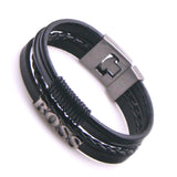 Vintage Multilayer Leather Bracelet Men Wrap Bracelets Male Gift